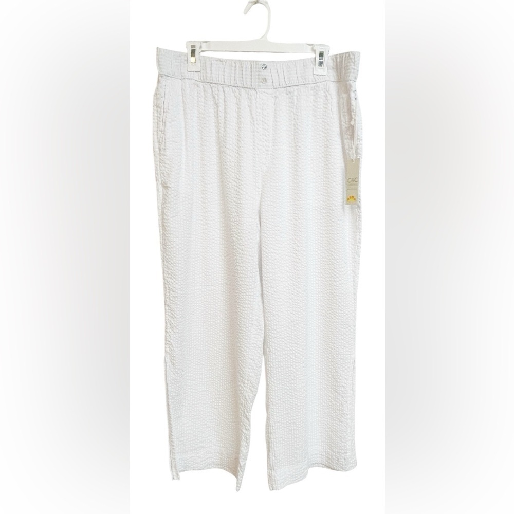 C&C California White Gauze Wide Leg Pants Coastal Boho Beach Resort XL NWT